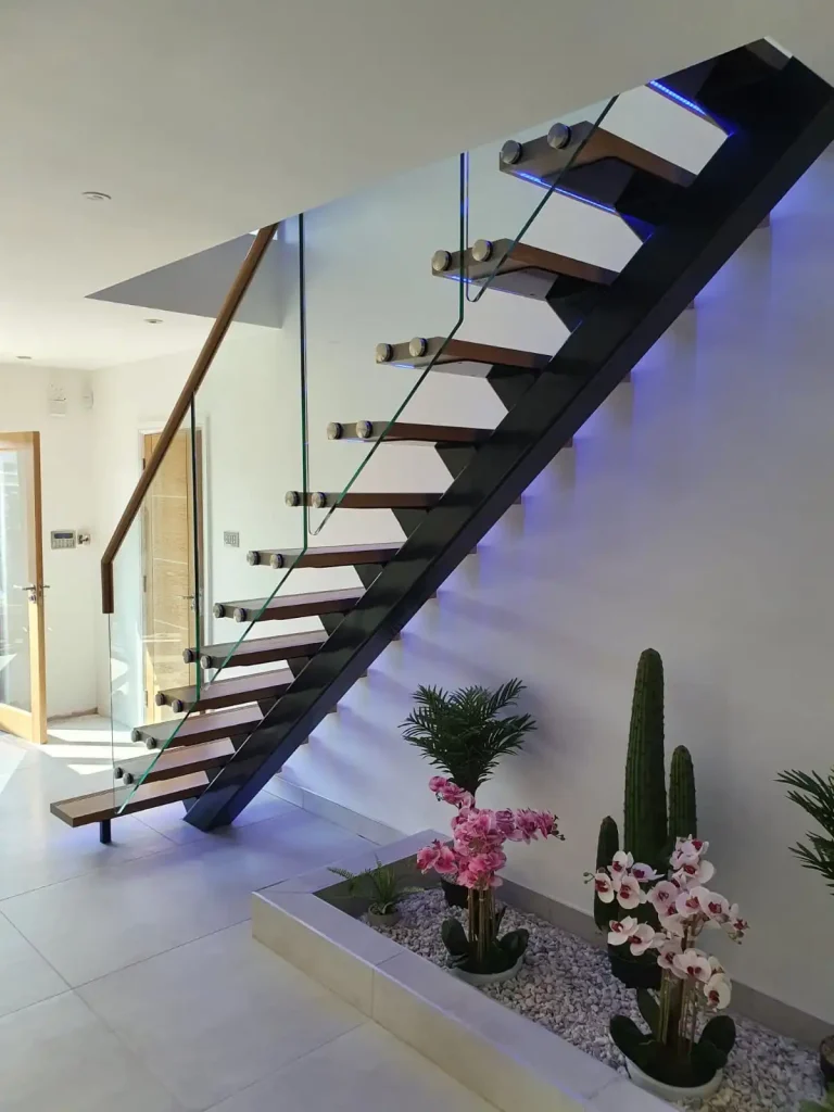 Bespoke Timber Tread Glass Balustrade